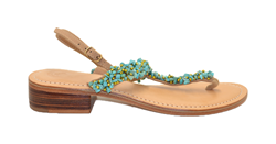 SANDALO POSITANO LIGHT INFRADITO IN PELLE CON PERLINE TURCHESE 